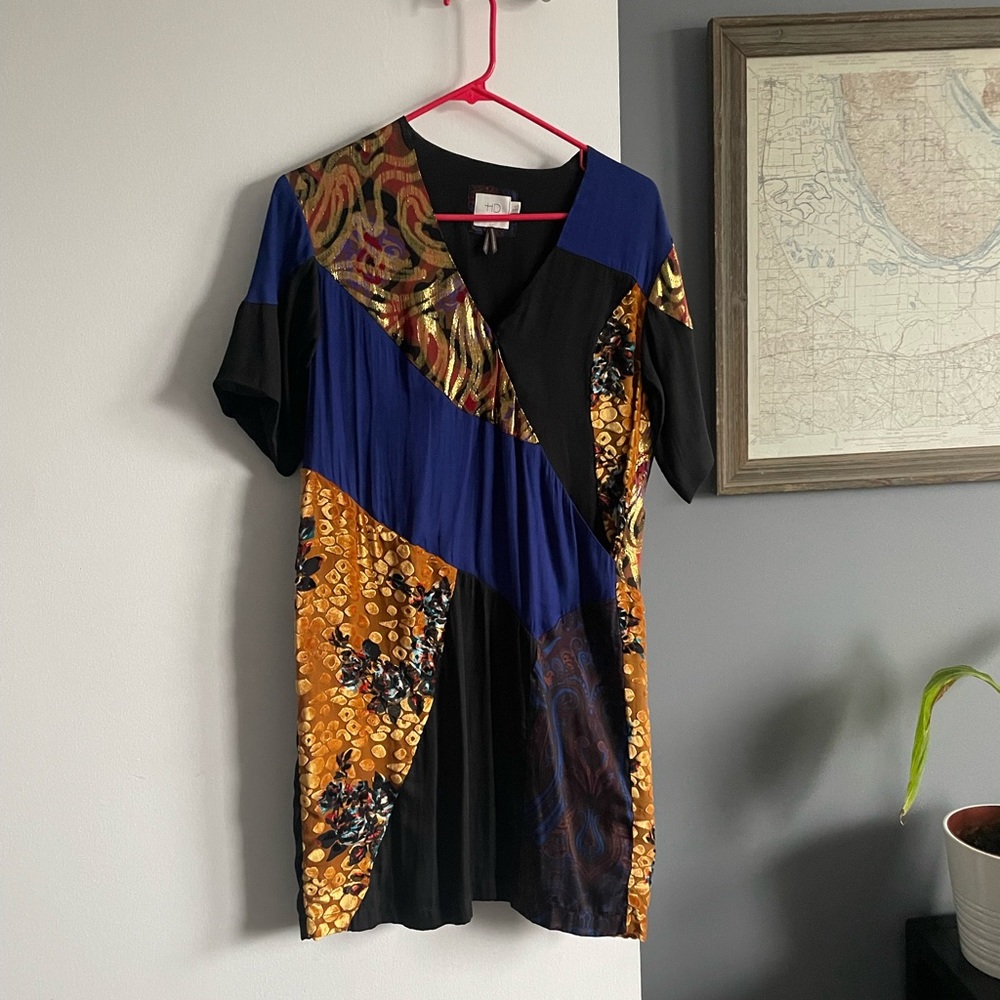 Anthropology velvet and silk shift dress
